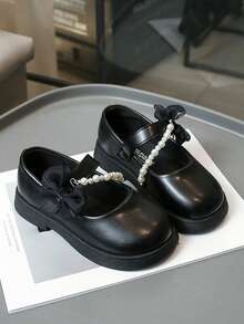 1双2026新款女童平底鞋，儿童蝴蝶结皮鞋，时尚公主鞋，春秋新款女童表演鞋，女童软底休闲鞋 - 黑色 - 查看 2