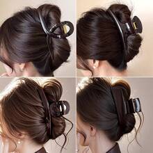 Simple And Versatile Chocolate-Colored Large Hair Clip Women, A Fashionable And Sophisticated Hair Claw Clip With A Vintage And Elegant Style. - Hình chữ T, màu nâu sô cô la (13cm) - Xem 1