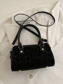 新款复古豹纹小手提包，时尚托特包、单肩包、斜挎包、波士顿枕形包 - 彩色 - 查看 5