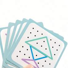 Đồ chơi giáo dục Montessori bảng ghép hình hình học, xếp hình bằng dây chun, đồ chơi toán học bằng gỗ cho giáo dục mầm non. - Nhiều màu - Xem 9