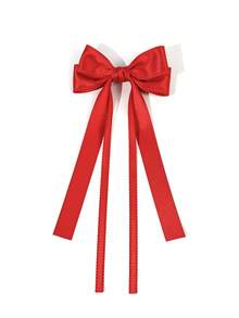 1个女士纯色丝带蝴蝶结发夹，适合日常佩戴 - 紅色 - 查看 6
