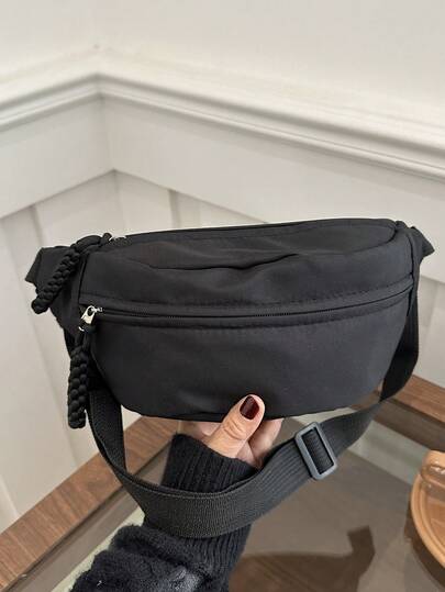 Nylon High Capacity Chest Bag/Waist Bag, Unisex Suitable For Daily, Sports, Running, Travel, Casual Use, Minimalist & Fashionable Design, Versatile Waist Bag For Women