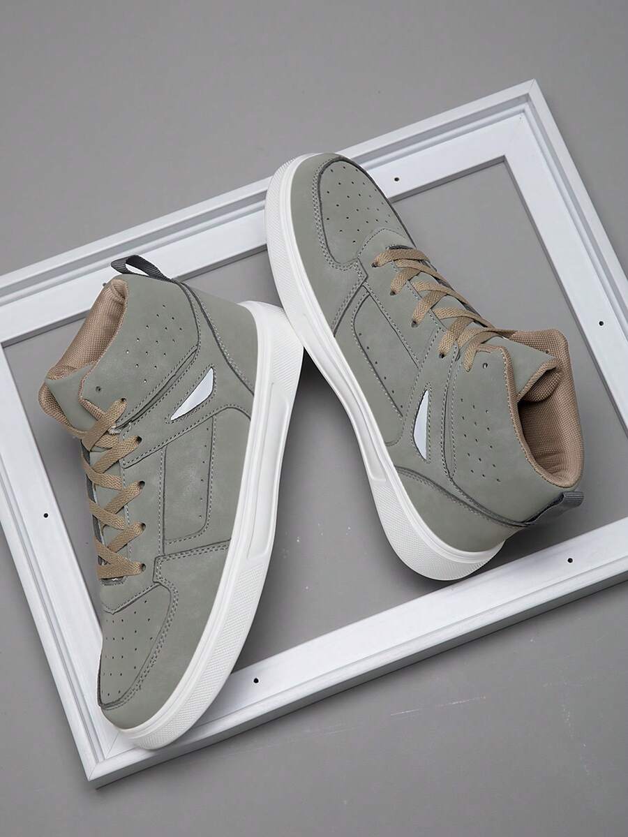 Herren Lässig Flache Schnürschuhe, Weiche Sohle Bequeme Skaterschuhe, Leichte Herren High-Top Alltagsschuhe