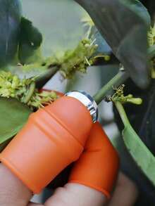 1把橙色拇指刀，配5个指套，植物修剪工具，适用于采摘花卉、蔬菜和植物修剪，也适用于花园、水果采摘和植物修剪。 - 彩色 - 查看 7