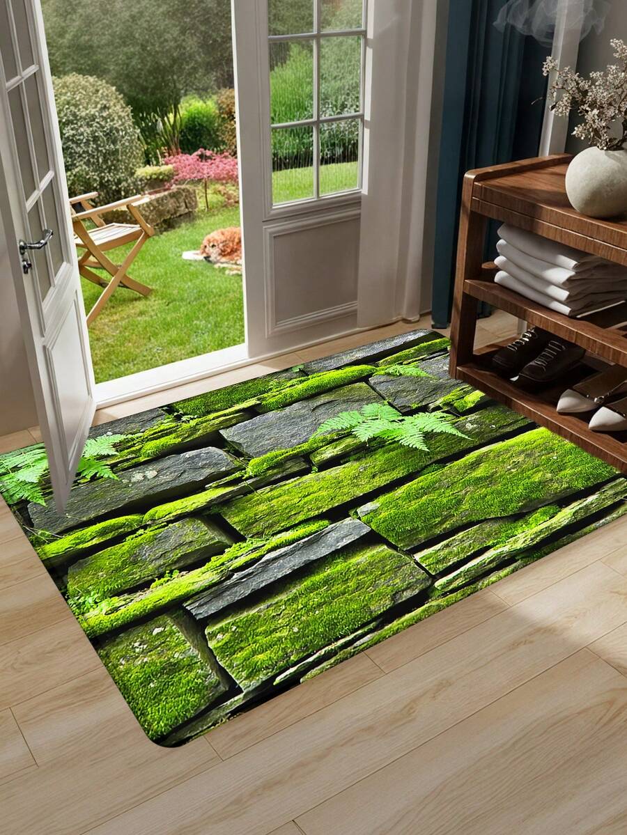 1 Stück Moosstein-Textur Natürlicher Stil Fußmatte, Flanell Bodenmatte für Wohnzimmer Schlafzimmer Eingang, Outdoor Teppich, Kleiner Teppich, Fußmatte für Haustür, Eingangsteppich, Wohnzimmerteppich, Grauer Teppich, Bodenmatte, Raumdekoration, Eingangsfußmatte, Maschinenwaschbarer Teppich - Verschiedenfarbig - Übersicht 1