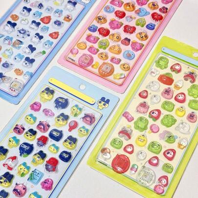 Mattel 1pc Shiny 3D Stickers | Cute Cartoon Animal Shaped Stickers With Bright Color Combinations (Blue/Pink/Green/Yellow Themes) | Waterproof Self-Adhesive Stickers For DIY Decoration Of Laptop Shells, Water Bottles, Diaries, Scrapbooks | Multi Style Kawaii Stickers For Back To School, Birthday Parties, And Spring/Summer Creative Projects | Cute Stationery Stickers For Teenage Girls