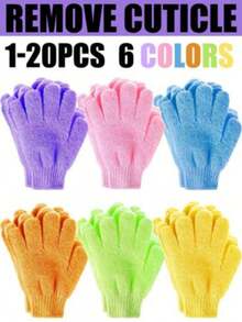 1/2/3/4/8/10 Pairs Double-Sided Exfoliating Bath Gloves, Thick Body Scrub Gloves, Cleaning Tool Suitable For Halloween, Christmas, Thanksgiving Party - Multicolor - View 5