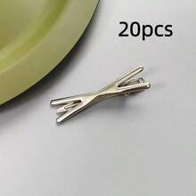 2个装女士星形金属刘海夹休闲短发夹约会侧夹 - 銀色 - 查看 9