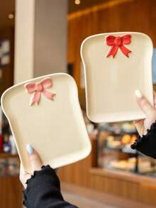 1件套优雅INS风蝴蝶结面包盘 - 陶瓷意面餐具套装 - 甜点盘 - 早餐盘 - 蛋糕盘 - 彩色 - 查看 1