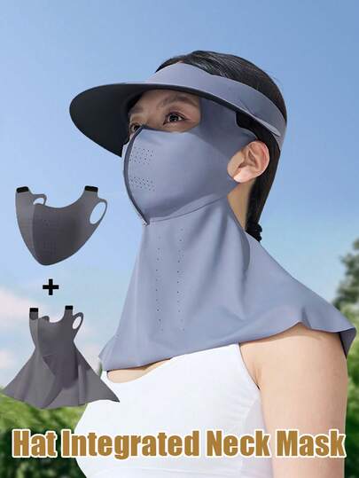 1 st sommarsolskydd, helmask, svart gummihatt i issilk, integrerat nackskydd, Gini ridmask, solskydd, ansiktsmask, integrerat multifunktionellt skydd, helmask i issilk, halsduk, vindtät och dammtät solskydd för utomhusridning, hatt, integrerad. Några tips för sommarsolskydd: - Leta efter solskydd/masker gjorda av lätta, andningsbara material som issilk som kan ge heltäckande ansikte och hals. Detta hjälper till att skydda känslig ansiktshud från skadliga UV-strålar. - Populära märken för sommarsolskyddsmasker inkluderar Gini, som erbjuder integrerade multifunktionella designer med funktioner som nackskydd. - Ice Silk är ett utmärkt materialval eftersom det är lätt, snabbtorkande och har utmärkta UV-blockerande egenskaper för att skydda huden. Den släta, mjuka strukturen gör den också bekväm att bära under längre perioder. - När du väljer ett sommarsolskydd/mask, leta efter integrerade designer som kombinerar hatt, ansiktsmask och halsduk till en helhet.