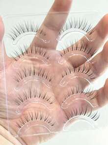 10pcs Fairy Soft Super Fine Transparent Stem Air Feeling A-Type Lengthening Natural Thick Full Strip False Eyelashes - Natural Lashes - View 4