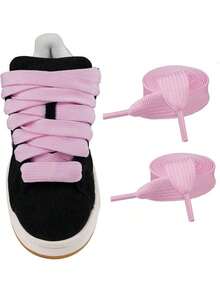1 Pair Flat Shoe Laces (120cm/47.24inch)For Sneakers,Men's And Women's Shoelaces, Women Men Sneakers Shoes, Casual Shoes,White Shoes - Pink - View 9