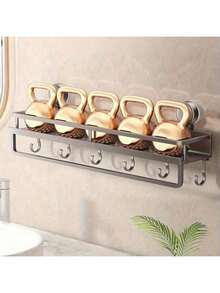 1pc Rust-Proof Wall Mounted Shower Caddy With Suction Cups - Heavy Duty Floating Shower Organizer With Towel Bar, Space Saving Bathroom Storage Rack For Shampoo, Soap And Accessories Bathroom Accessories - Multicolor - View 4