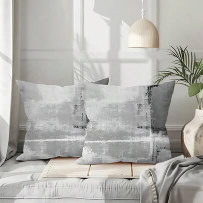 2pcs Modern Bohemian Abstract Pattern Printed Soft Plush Pillow Covers With Zipper Closure - Ideal For Home And Christmas Decor Throw Pillows, Farmhouse Style, Room Decor, Bedroom, Holidays, Parties - (No Embroidery), Pillow Insert Not Included - Multiple Sizes