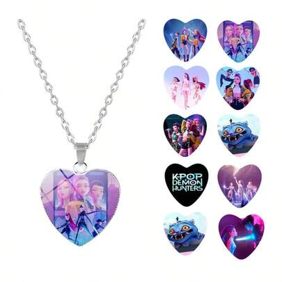 Mattel Kpop Witch Girl Group Time Gem Heart Necklace, Cross-Border Bestselling Accessory, Anime