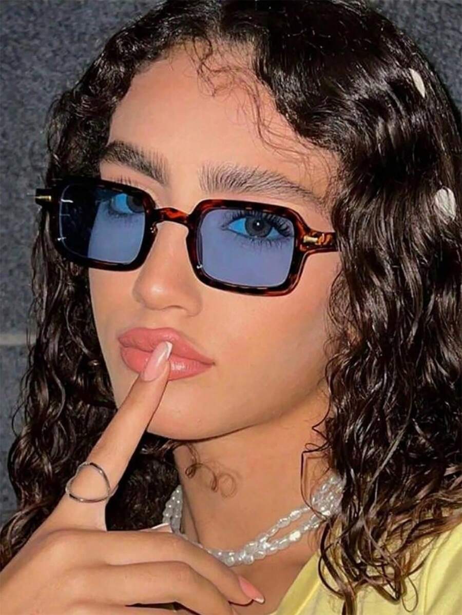 1 Piece Square Studded Women's Fashion Versatile Glasses - Multicolor - View 1