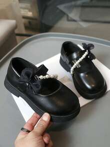 1双2026新款女童平底鞋，儿童蝴蝶结皮鞋，时尚公主鞋，春秋新款女童表演鞋，女童软底休闲鞋 - 黑色 - 查看 6