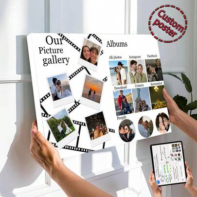 1pc Personalized Couple Magazine Design Customized Poster, Editable On Canva, Unique Valentine's Day Gift For Couples, Girlfriend, Boyfriend, Room Decor, Custom Wall Art, Personalized Photo, Customizable Item, Frame Optional