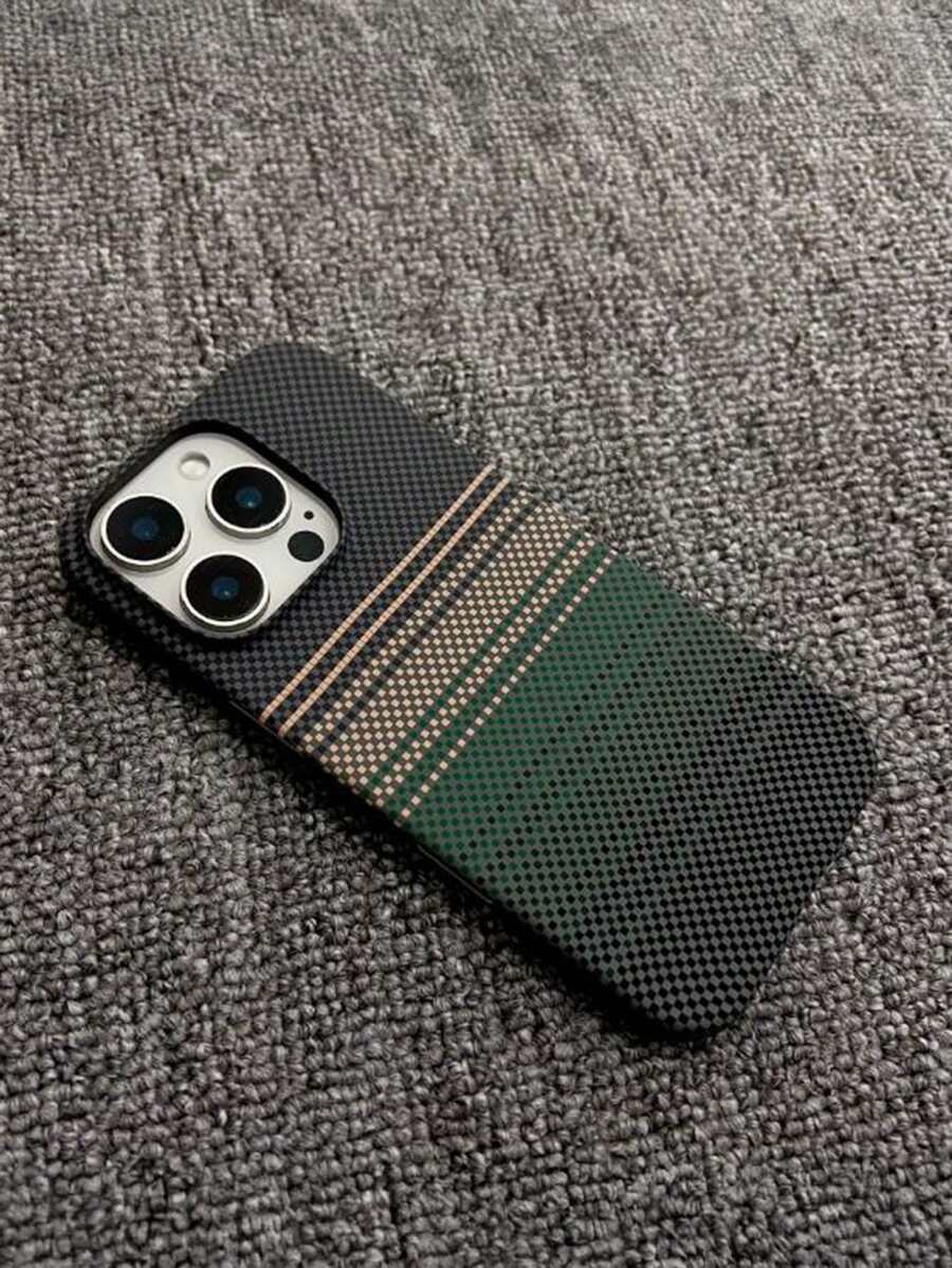 Ốp lưng điện thoại từ tính bằng sợi carbon đơn giản và thời trang, tương thích với iPhone 17, 16, 15, 14, 13, 12 - màu xanh lá - Xem 1