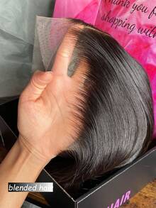 8-36 Inch Natural Black Straight Lace Front Wigs Human Blended Hair 13x4 HD Transparent Lace Front Human Blended Hair Wigs For Women Glueless Brazilian Virgin Hair Lace Frontal Wig 180% Density Pre Plucked With Baby Hair Hairline Natural Black - Natural & Black - View 2