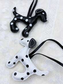 手工制作可爱卡通斑点狗吊坠装饰，柔软PU皮革狗狗饰品，可调节挂绳，包包/文具盒挂件，背包装饰，手工钥匙扣挂件，返校背包配件 - 彩色 - 查看 7