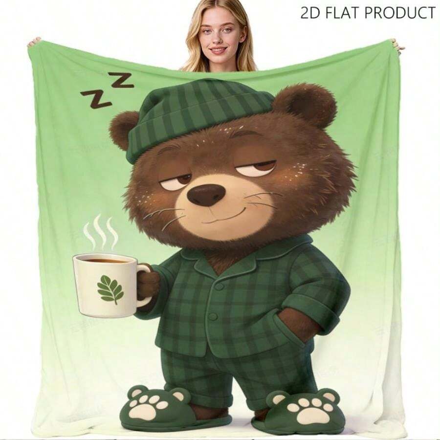1pc Cute Cartoon Bear Pattern Blanket, Soft, Skin-Friendly, Warm, Comfortable Blanket For Home, Sofa, Bedroom, And Afternoon Nap. Adorable Design, Cozy Decorative Blanket, Suitable For All Seasons. Delicate Touch, Lint-Free, And Easy To Care For. - Multicolor 1 - View 1