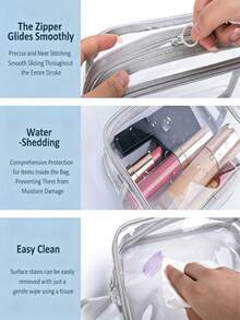 1/2/3pcs Transparent PVC Large Capacity Travel Storage Bags, Minimalist Random Color, Portable Organizer Bags, Cosmetic Bags, Makeup Bags, Zipper Storage Bags - Durable Travel Organizer Bags For Frozen Cosmetics, Toiletries, Jewelry Boxes, Easy To Clean, Ideal For Carry-On Luggage - Multicolor - View 10