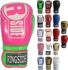 Thai Boxeo Kickboxing Muay Thai Guantes de Entrenamiento Sparring de Boxeo Guantes - Rosado/Lima - Ver 7