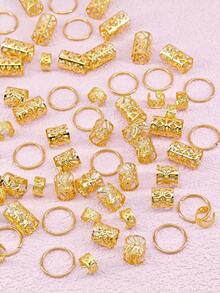 40pcs Mixed Style Hair Scrunchies, Adjustable Hair Ties Suitable For Braiding Hairstyles, All Seasons - Gold - View 6