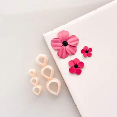 1个/2个水滴形花瓣粘土模具，高精度切割模具，适合初学者DIY手工工具，粘土切割耳环模具，适用于DIY珠宝和耳环粘土切割模具，手工工具