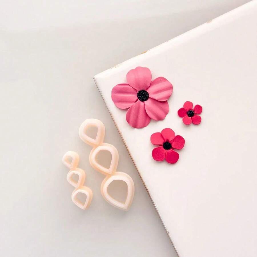 1个/2个水滴形花瓣粘土模具，高精度切割模具，适合初学者DIY手工工具，粘土切割耳环模具，适用于DIY珠宝和耳环粘土切割模具，手工工具 - 杏色 - 查看 1