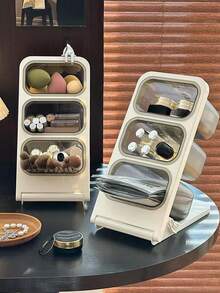 2件套化妆品收纳套装，含3个小收纳盒，置于置物架上，可用于浴室收纳整理、牙刷牙膏架、沐浴露收纳篮、桌面收纳、化妆品收纳、浴室置物架、情人节礼物、返校用品、文具收纳、口红香水架、桌面配件、家居装饰、礼品 - 彩色 - 查看 3