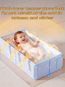 1pc Foldable Children's Bathtub, Infant Bathing Tub, Newborn Baby Bathtub, All-In-One Kids Bathing Basin - Multicolor - View 4