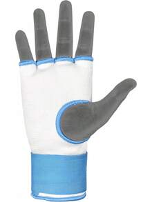 Guantes interiores acolchados de gel con envolturas de mano para boxeo (vienen en par) - Blanco-Azul cielo - Ver 3