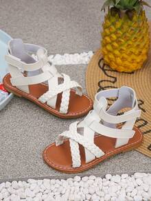 1 Pair Classic & Fashionable Roman Sandals For Girls, Anti-Slip & Durable, Suitable For Summer - White - View 7