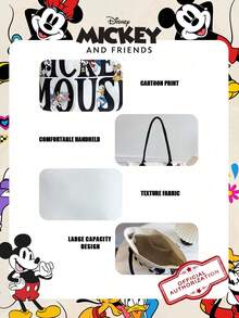Disney 1 Túi đeo vai bằng vải canvas in hình chuột Mickey, dung tích lớn, có khóa kéo, thích hợp cho nam/nữ, bé gái và học sinh sử dụng hàng ngày/đi chơi/nghỉ mát. - trắng - Xem 10