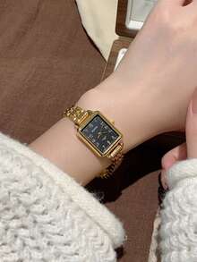 1 Stück Neuankömmling Damen Minimalistische Lässig Elegante Europäischer & Naher Osten Stil Vintage Goldene Uhr - Gold - Übersicht 10