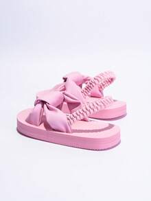 1 Pair Kids/Girls Solid Color Slippers, Cute & Versatile Non-Slip Durable Sole, Spring/Summer Sandals Essential For Vacation - Multicolor - View 4