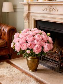 15支/套 仿真粉色牡丹花，适用于婚礼、母亲节、复活节和春季装饰，室内外家居装饰，节日装饰，DIY花束制作，新娘捧花，婚礼装饰，派对装饰，酒店装饰和桌面摆件 - 粉色 - 查看 9