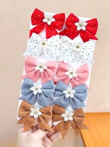 16件套仿珍珠蝴蝶结发夹套装 - 适合女孩和女士，精心制作的蝴蝶结纹理，搭配闪亮的仿珍珠元素，优雅精致。无论是日常出行、购物约会还是派对聚会，一个简单的发夹就能瞬间提升您的时尚感和精致度。可爱配饰、发饰、头饰、发夹 - 彩色 - 查看 5