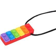 Collar Mordedor de Silicona, Collar Mordedor de Alta Resistencia a la Tracción Resistente a Altas Temperaturas, de Moda para Autismo (Mordedor de bloques de construcción arcoíris,40920938 - Camel - Ver 1