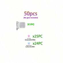 50件/套彩色几何图案牙齿饰品套装，可爱优雅的Y2K风格牙齿配饰，适合女性日常、派对、送礼（不含胶水，带包装盒） - 彩色 - 查看 9