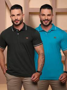 Kit Of 2 High Quality Polo Shirts 100% Cotton Men's Basic T-Shirt Autumn Spring Spring/Autumn Summer Winter All Spring/Summer Autumn/Winter Spring/Summer/Autumn Regular Fit Christmas Thanksgiving Valentine's Day Pride Month Teacher's Day Father's Day Polo Shirt - 軍事與玉 - 查看 6