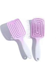 1pc Hollow Arc Massage Hair Comb, Volumizing Hair Styling Comb, Plastic Wavy Comb, Massage Comb For Women - Multicolor - View 4