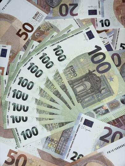 100 Stück/Set und 20 Stück/Set Dekorative Euro Banknoten Requisiten in Standardgröße, sowie 30*16mm Mini Euro Banknoten Requisiten, geeignet für Verlosungen, Zaubershows, Geschenksets, Origami, DIY Sträuße, Eventpromotionen und Banknoten-Samples