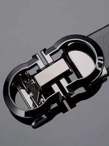 男士自动扣皮带，韩版时尚休闲中档商务皮带，压纹纹理 - 彩色 - 查看 4