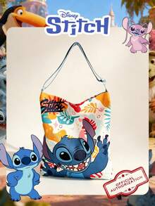 Disney 1 Pc Officially Licensed Stitch Pattern Tote Bag Cartoon Print Casual Shopping Bag,Adjustable Shoulder Strap Shoulder Bag,Lightweight Handbag,Ideal For Women/Girls/Students - Perfect For Fall/Winter/Outings/Shopping - Multicolor - View 2