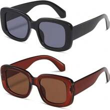 1pcNew 2026kimorn Rectangular Sunglasses For Men And Women Fashion Retro Fashion Sunglasses 90s Retro UV 400 Protective Square Frame K1200 - Black Frame Grey Lens+ Frame Grey Lens - View 46