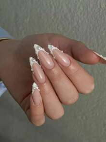 10 móng tay giả acrylic thủ công, hình dáng hạnh nhân ngắn dễ thương, kiểu dáng Y2K, móng trắng kiểu Pháp với điểm nhấn ngọc trai giả trắng bóng, thiết kế tối giản nhưng sang trọng, phù hợp cho sử dụng hàng ngày và hẹn hò. - trắng - Xem 14