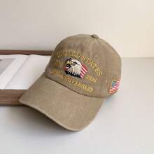 1顶男士棒球帽，饰有美国周年纪念字母刺绣，新款春夏休闲软顶帽，适合派对和休闲场合 - 彩色 - 查看 13